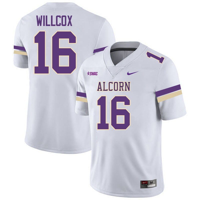 Alcorn State Braves #16 Grandin Willcox College Football Jerseys,Uniforms Stitched-White